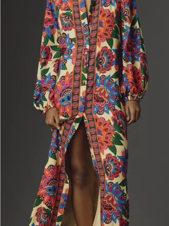 FARM Rio Dresses & Skirts - FARM Rio Floral Maxi Dress in Cream with Pink, Orange, Blue & Green
